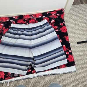 RDX Striped Shorts in Gray and Black